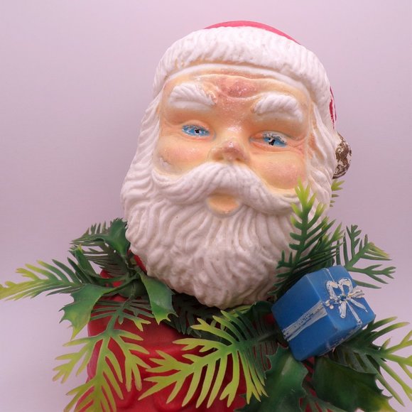 VTG 1960s Christmas Santa Claus in Boots Plastic Greenery Planter Decor FLAWS - Picture 3 of 11